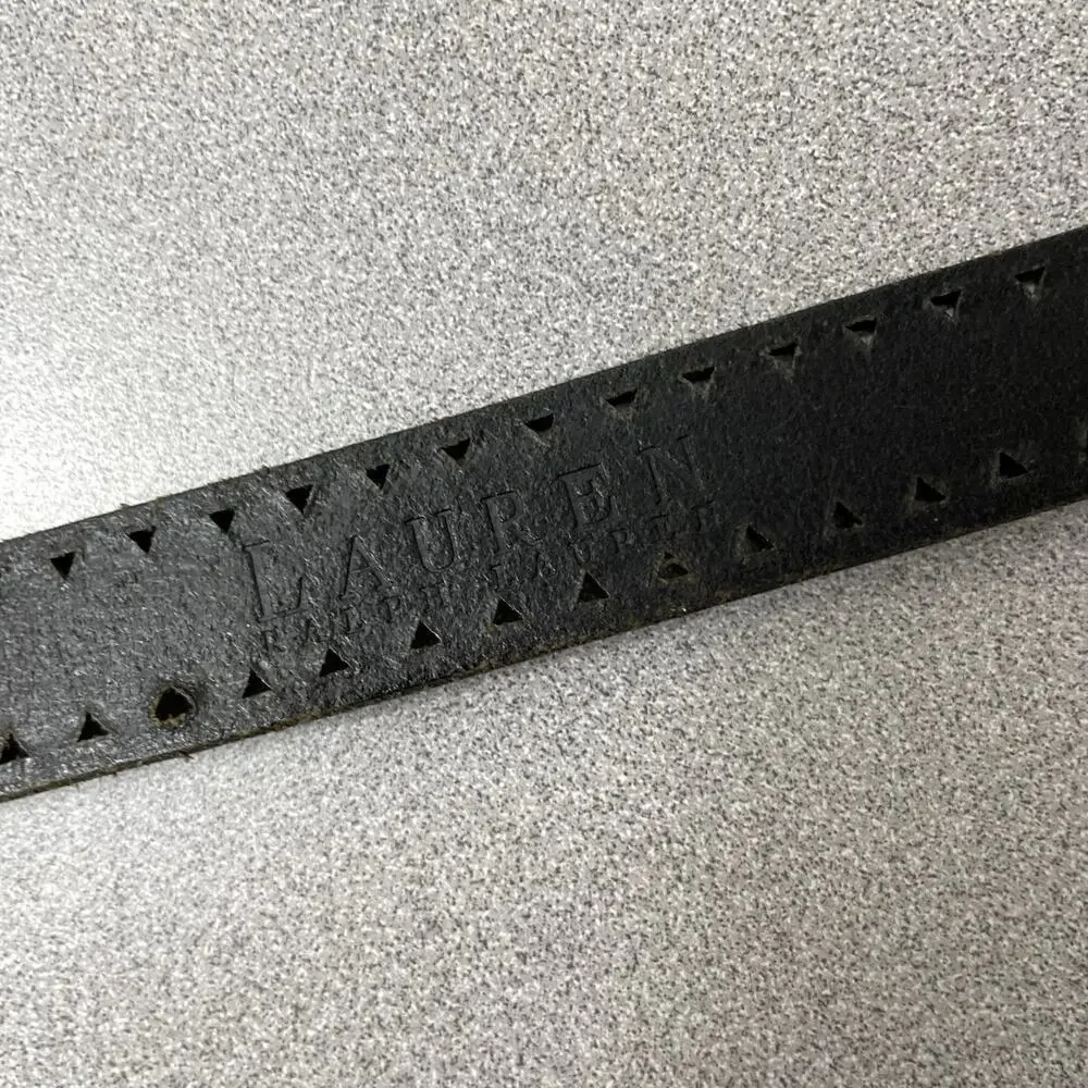 Lauren Ralph Lauren LRL Leather Belt Womens Small Black Silver Buckle Cut Out